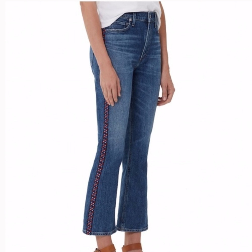 Citizens of Humanity Demy Cropped Flare Tangier Side Embroidered Jeans